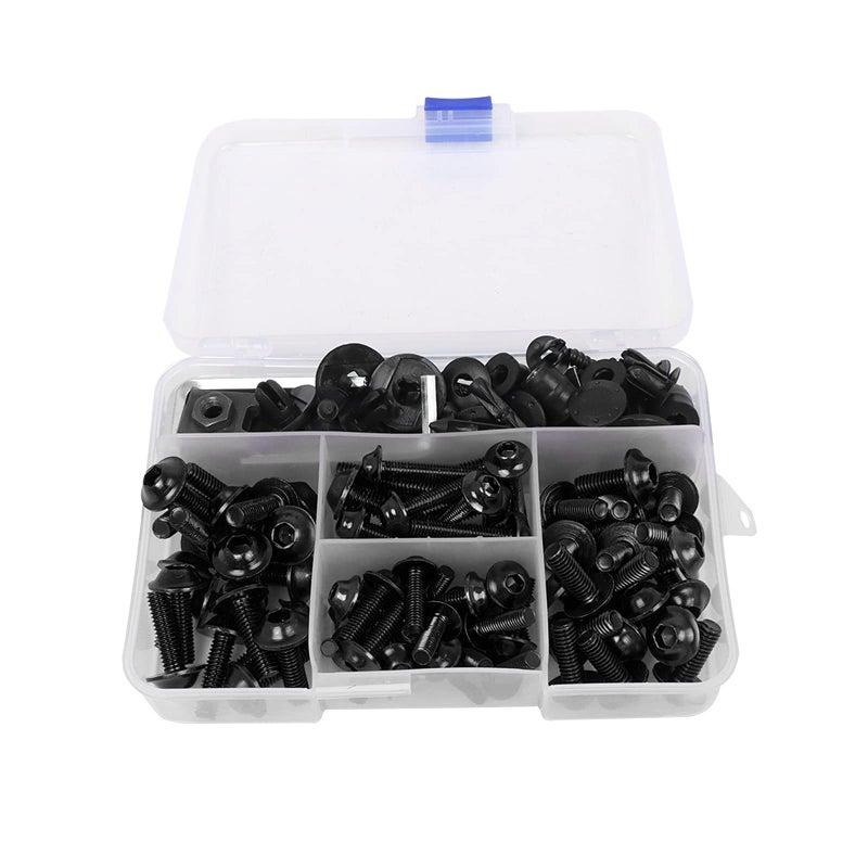 BAIONE Worldmotop Fairing Bolt Kit Screws Fasteners Universal Compatible with Yamaha Honda Kawasaki Suzuki BMW Fairing Bolt Kits Metric Bolts and Nuts Kit(Black) - Image 4